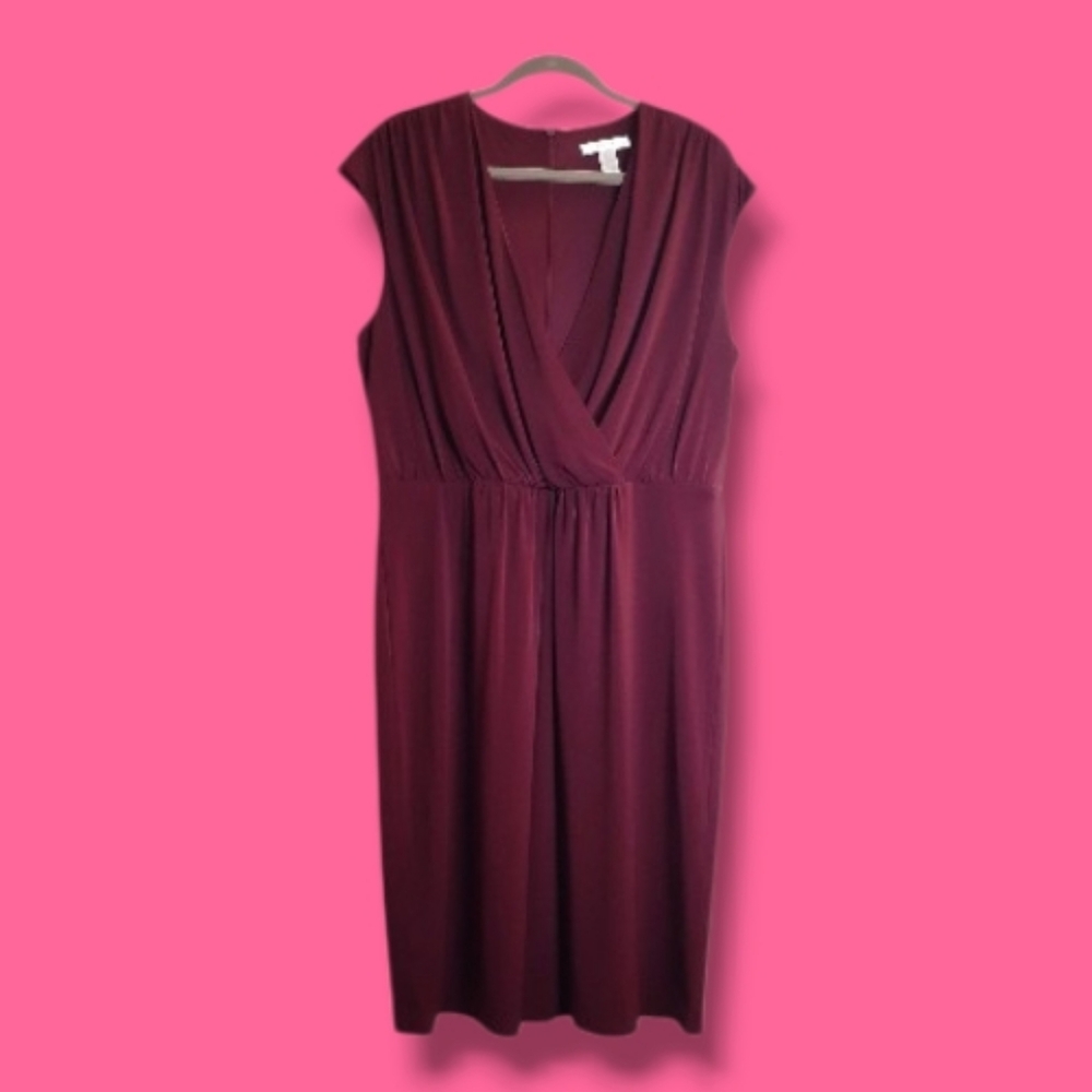 London Times Sleeveless Midi Dress Wine Size 16